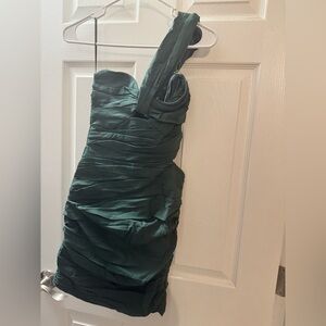 Zara Forest Green Draped Dress